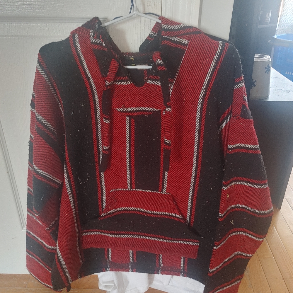 Red and Black Striped Baja Hoodie